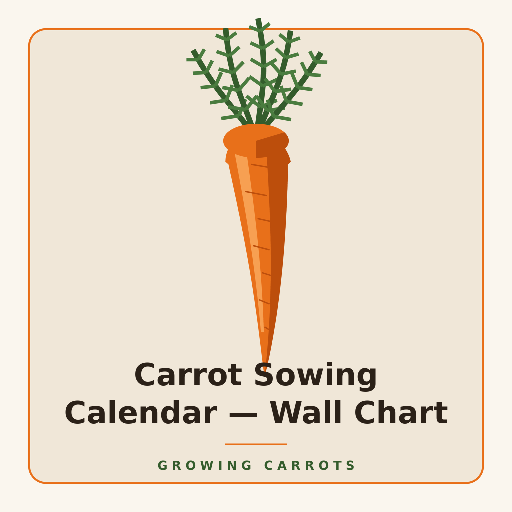 Carrot Sowing Calendar — Wall Chart (Zones 3-10)